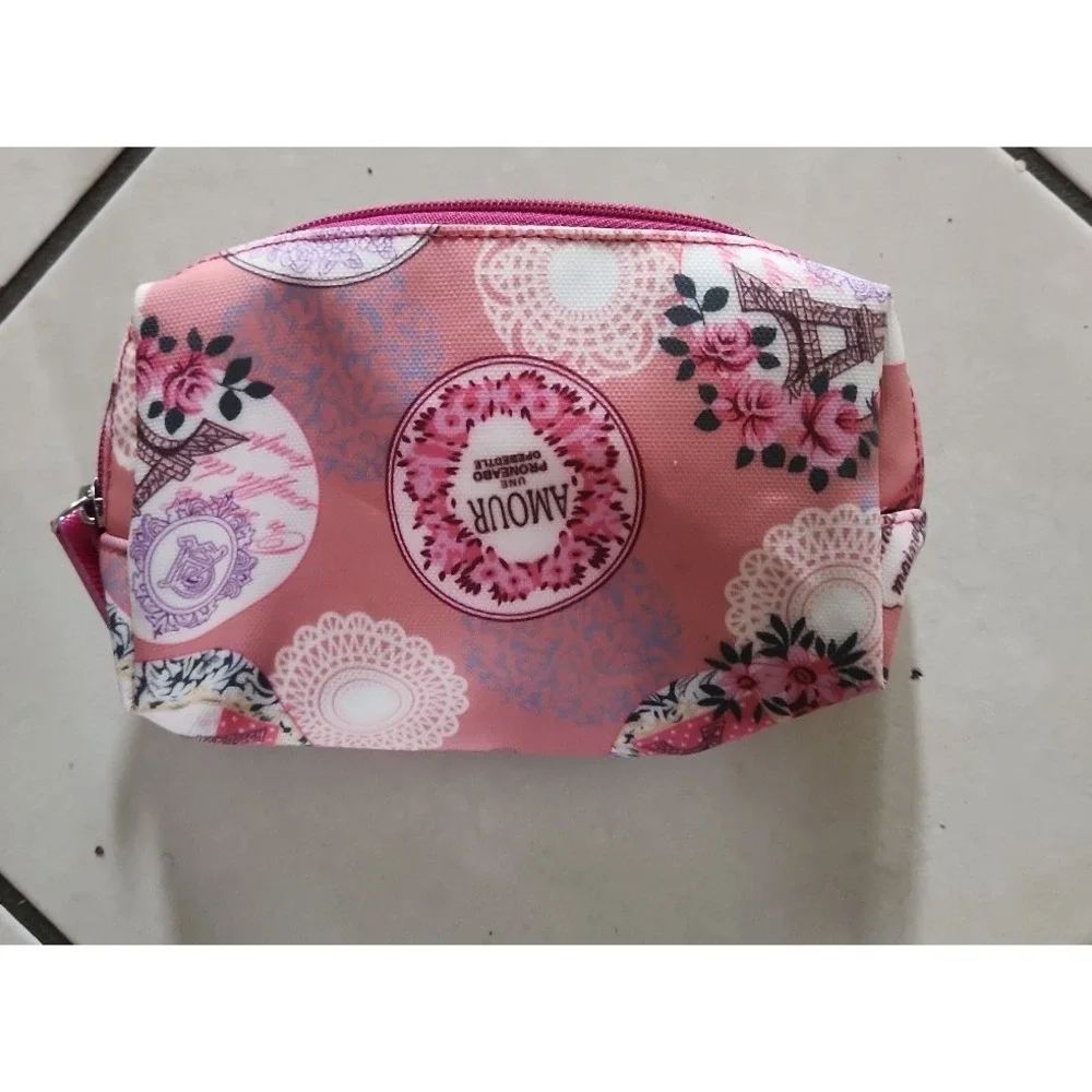 Pink Amour Eiffel Tower cosmetic bag